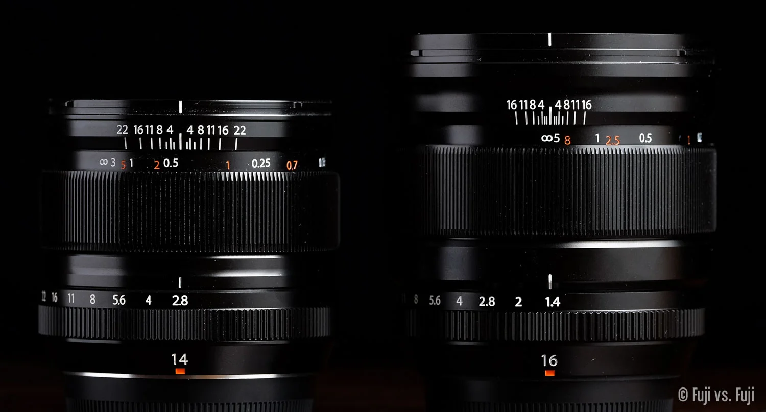 14mm f/2.8 vs. 16mm f/1.4 vs. 18mm f/2 — Fuji vs. Fuji